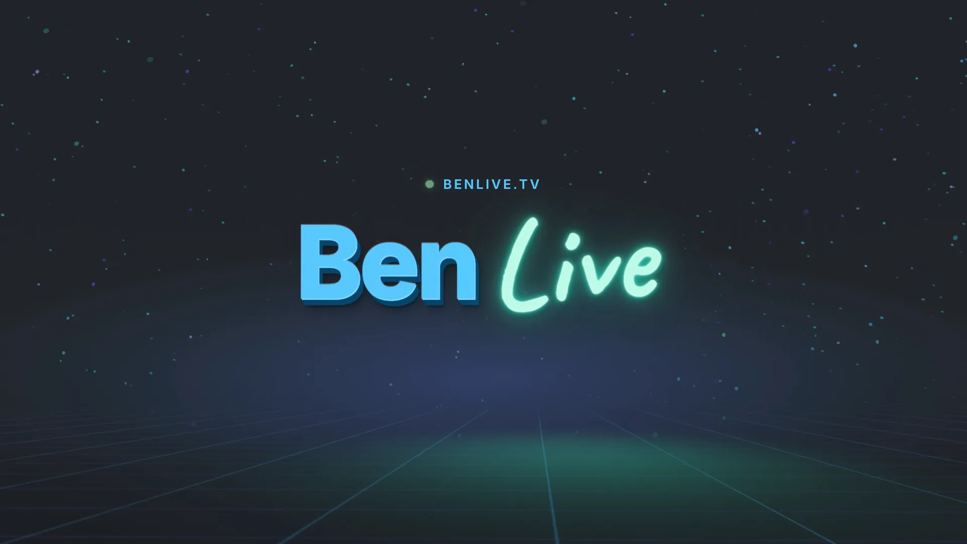 The launch reel’s opening frame: “Ben” in extruded block lettering beside “Live” in mint neon script.